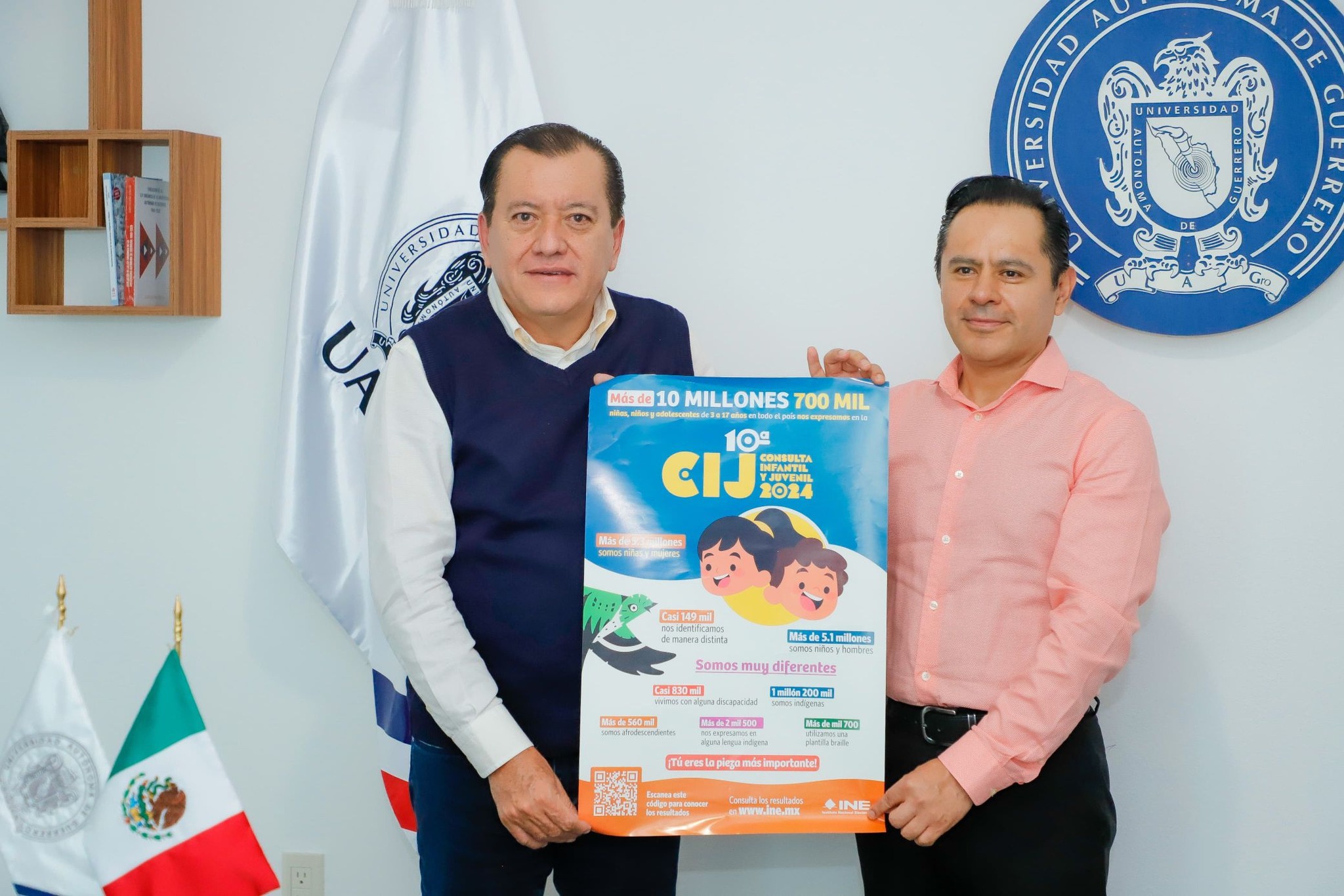 EL RECTOR DE LA UAGRO Y EL VOCAL EJECUTIVO DEL INE EN GUERRERO INVITAN A CONOCER LOS RESULTADOS DE LA CONSULTA INFANTIL Y JUVENIL 2024 