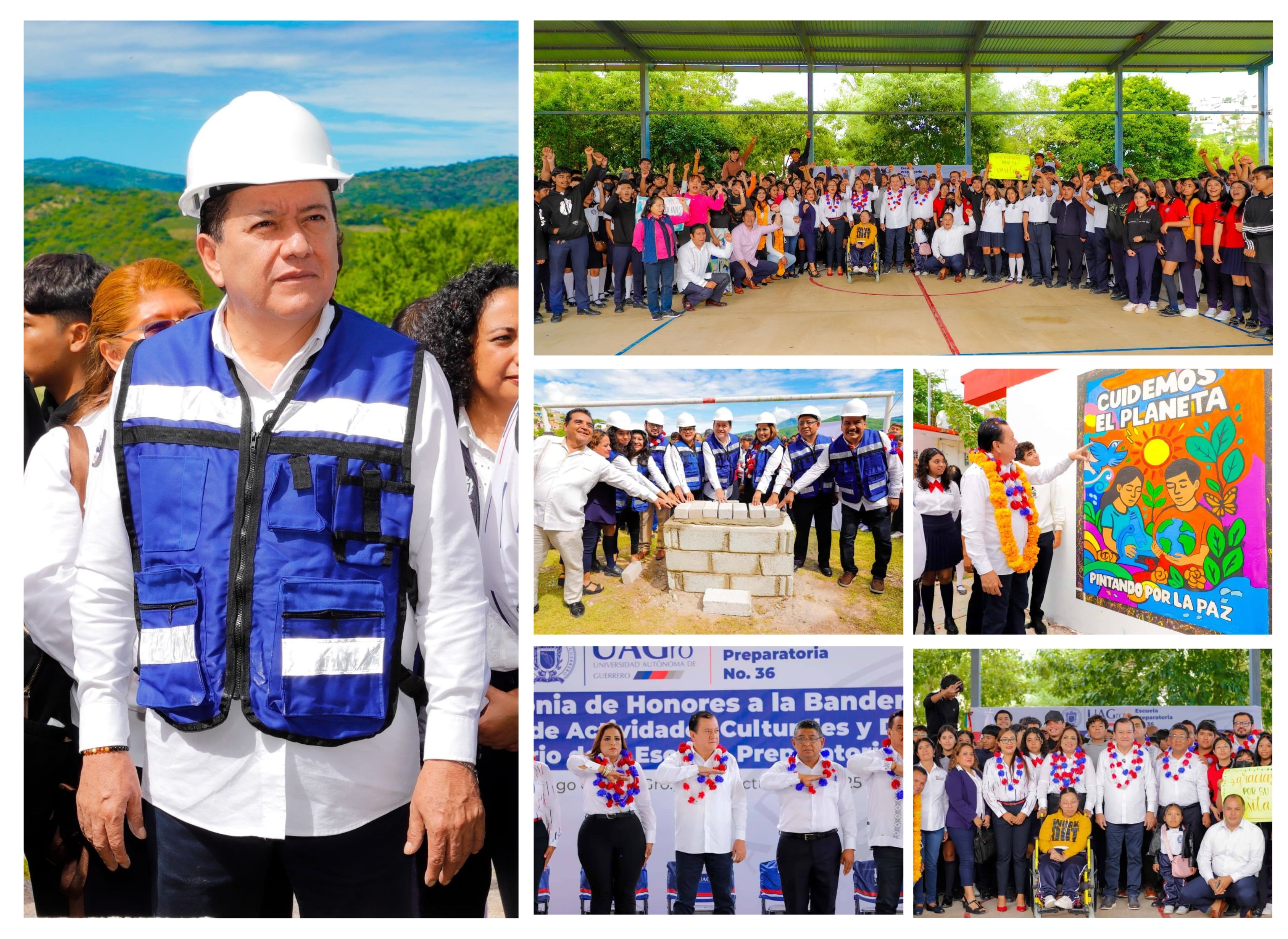 EL RECTOR DE LA UAGRO INAUGURA FESTEJOS ACADÉMICOS POR EL 43 ANIVERSARIO DE LA PREPARATORIA 36 Y JUNTO A LA PRESIDENTA MUNICIPAL COLOCA PRIMERA PIEDRA DE CANCHA DE FUTBOL RÁPIDO