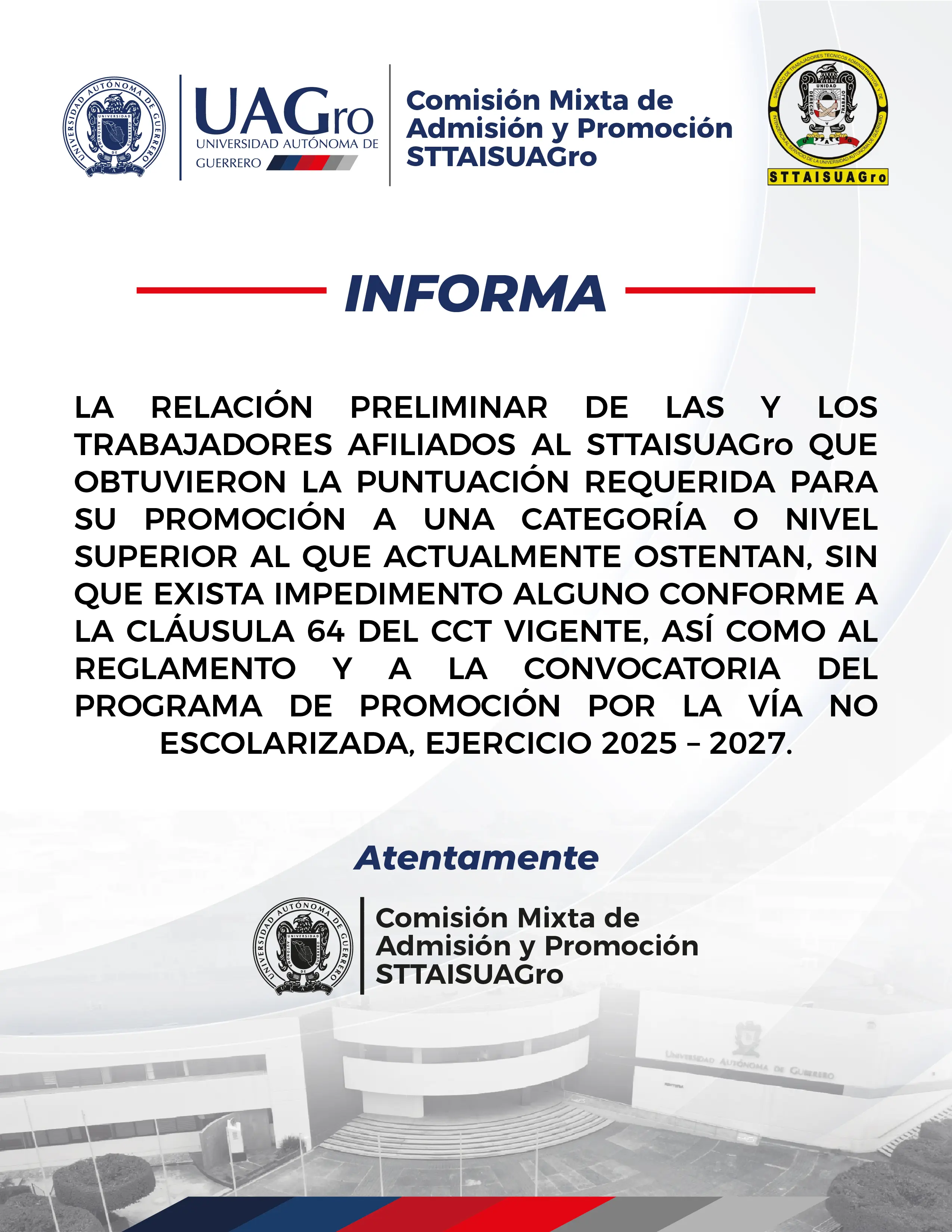 RELACIÓN PRELIMINAR DE LAS Y LOS TRABAJADORES AFILIADOS AL STTAISUAGro